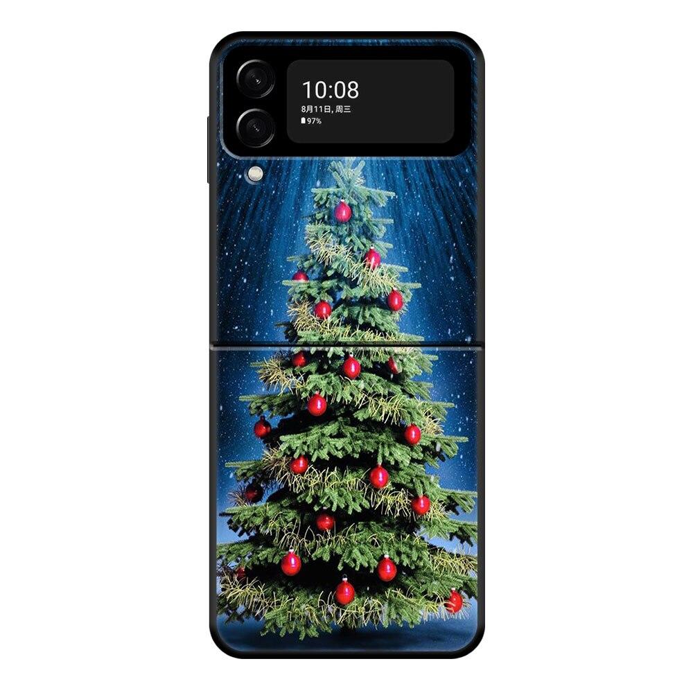 Merry Christmas Santa Tree Cute Phone Case For Samsung Galaxy Z Flip Z Flip3 5G Z Flip4 Hard PC Matte Shell