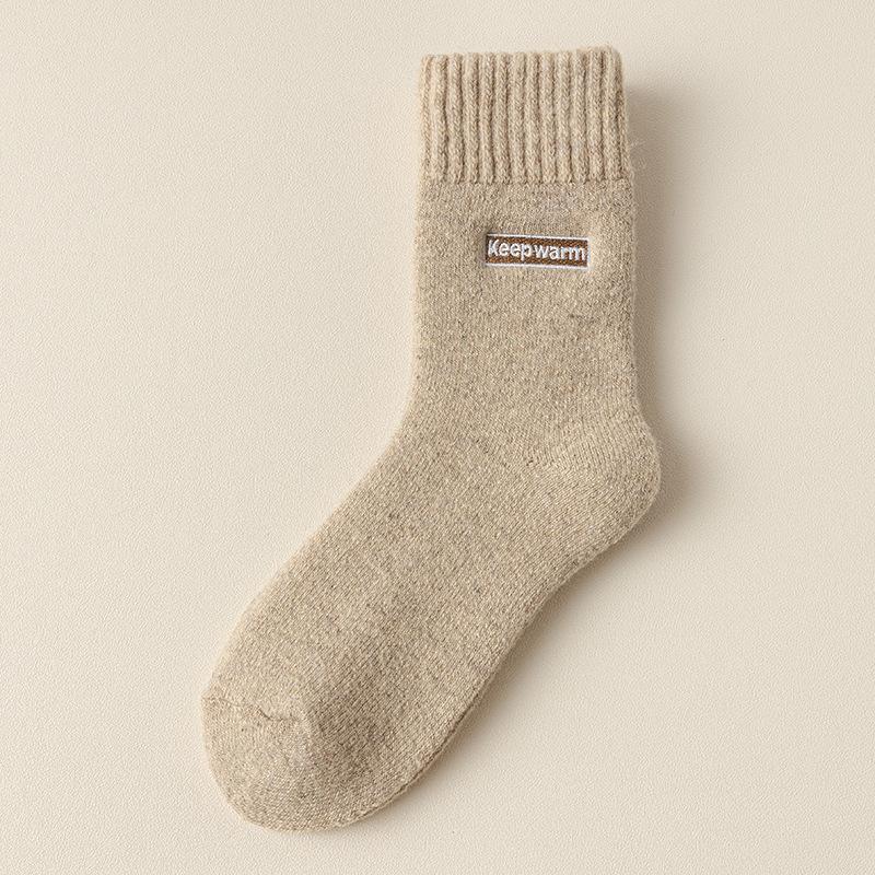 Wool Socks Children'S Medium Tube Socks Season Warm Plush Thickened Terry Socks Embroidered Letters Winter Super Thick Stockings