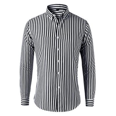 Nauji geros kokybės vyriški marškinėliai ilgomis rankovėmis dryžuoti verslo biuro laisvalaikio marškinėliai Slim Fit Streetwear Homme plius dydis M-5XL