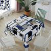 Modern Abstract Navy Blue Black Geometric Rectangle Tablecloth Reusable Kitchen Dining Party Tabletop Decor