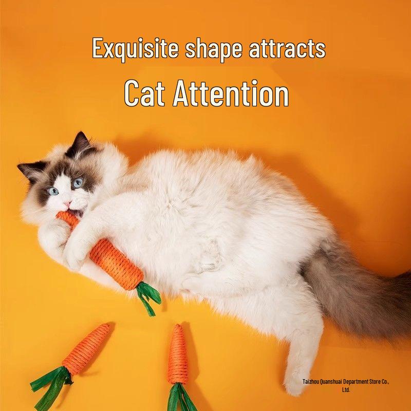 Durable Chewable Cat and Dog Toy: Self-Teasing Carrot Stick for Boredom Relief