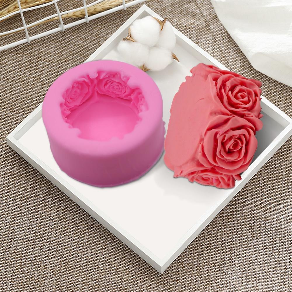 3D Round Rose Flowers Shape Silicone Soap Mold DIY Handmade Soap Molds Soap Making Fondant Cake Candle Molds Craft Decoration