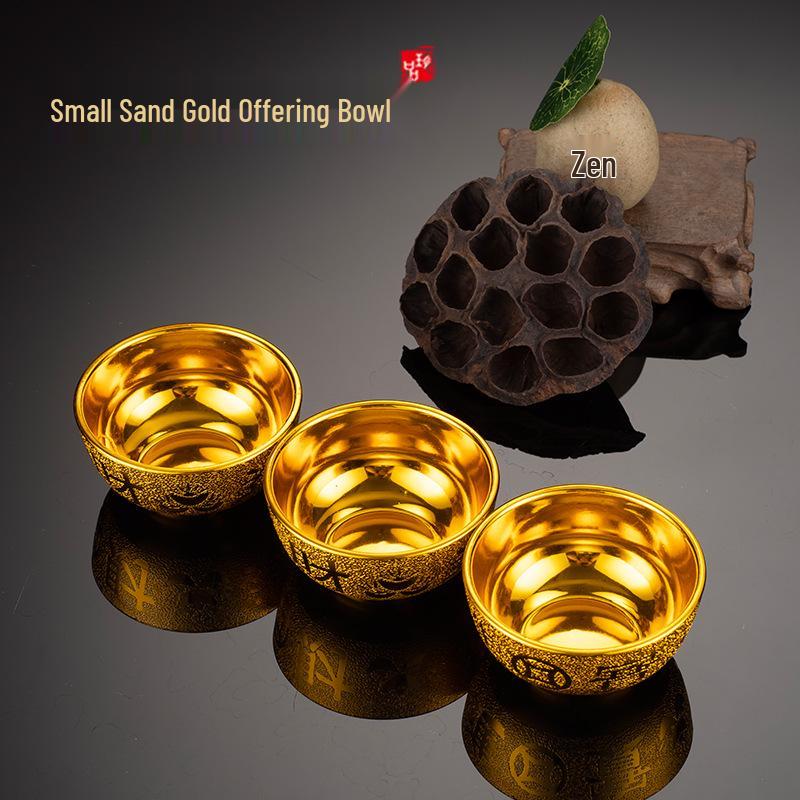Gouden Serie Plastic Fruitschaal & Offer Set: Keramieklook met Offerbord, Kopje, Kom, Wijnkan, Theepot en Eetstokjes.