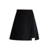 2024 Summer Black Slimming High Waist A-line Midi Skirt with Slit for Women