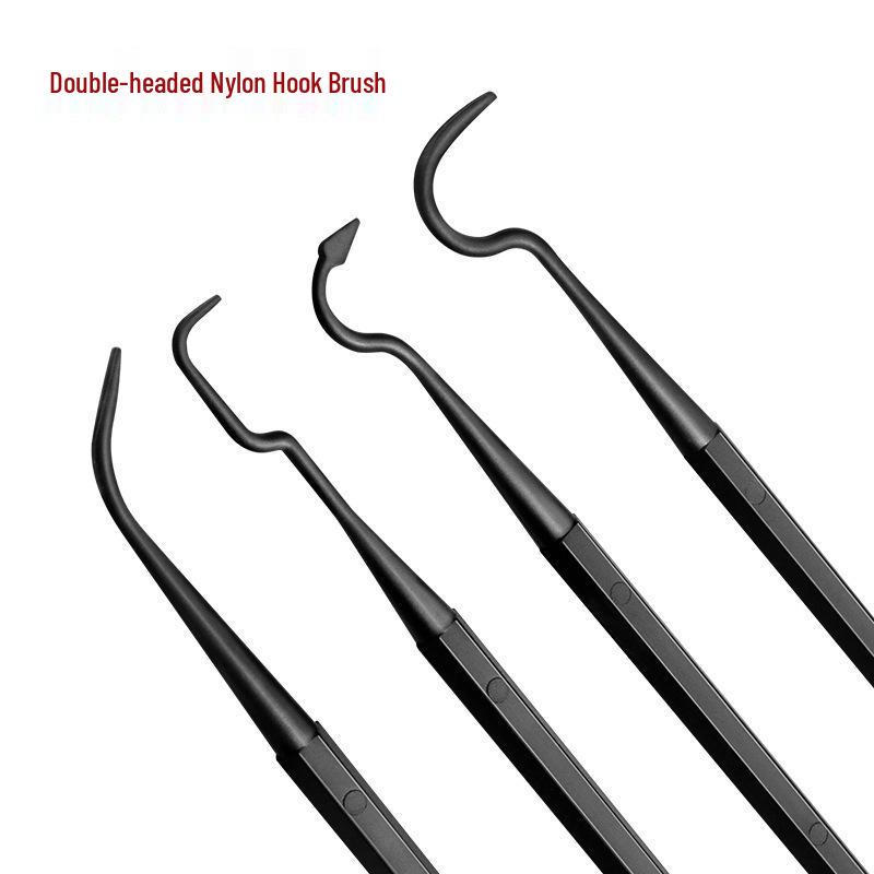 Range Hood & Sink Cleaning Brush Set: 3 Double-Ended Deburring Brushes & 4 Nylon Hook Brushes for Stain & Rust Removal