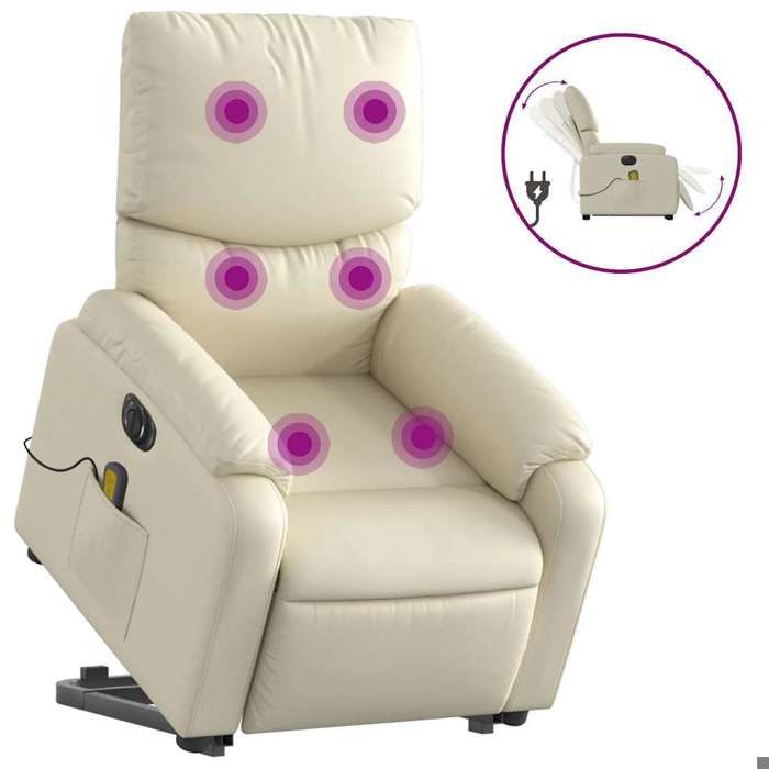 VidaXL Fauteuil inclinable de massage électrique crème similicuir 3204908