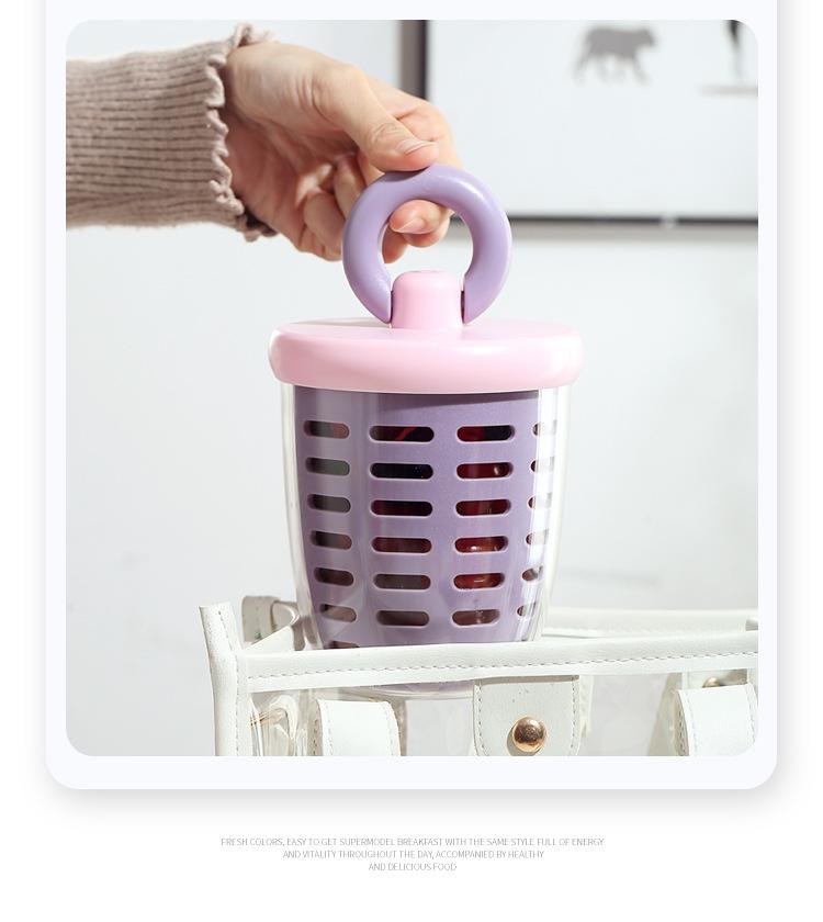 Portable Fruit and Salad Cup with Fork and Spoon - Leak-Proof, Double-Layer Design for Office or Picnic.