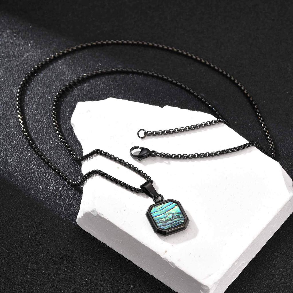 Stainless Steel Square Pendant Men, Sweater Stacked Necklace, Natural Tiger Eye Sweater Chain Nc-892