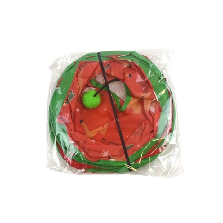 Festival Reindeer Cats Tunnel Indoor Foldable Playtube Small Pet Tunnel Hideaways Interaction Tunnel with Teaser for Cats