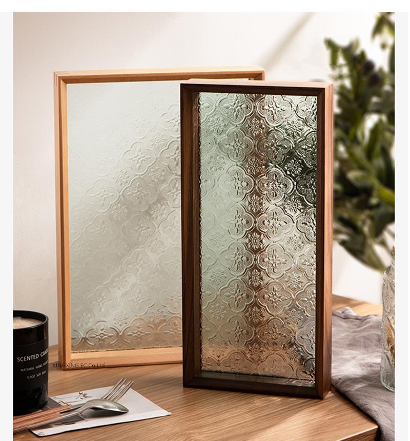 Rechteckiges Holztablett im japanischen Stil, Leichter Luxus Glas Heimdekoration Aufbewahrung Wohnzimmer Couchtisch Tablett
