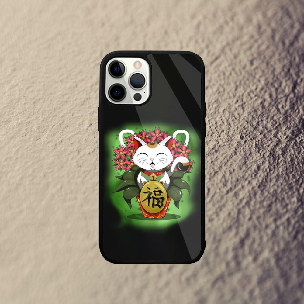 Maneki Neko Lucky Money Cat Phone Case For iPhone 15,14,13,12,11,Plus,Pro,Max Mini Magsafe Magnetic Wireless Charging