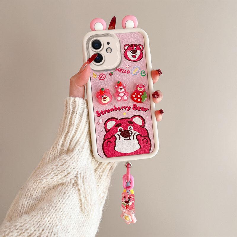 KEYSION Cute Ear 3D Cartoon Case for iPhone 11 with Bracelet Soft Silicone Shockproof Phone Back Cover for iPhone 11
