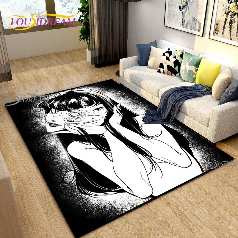 Junji Ito Art Fear Carpet for Living Room Bedroom Table Decor Yoga Area Rug Kitchen Kid Un-slip Floor Mat Alfombra Birthday Gift