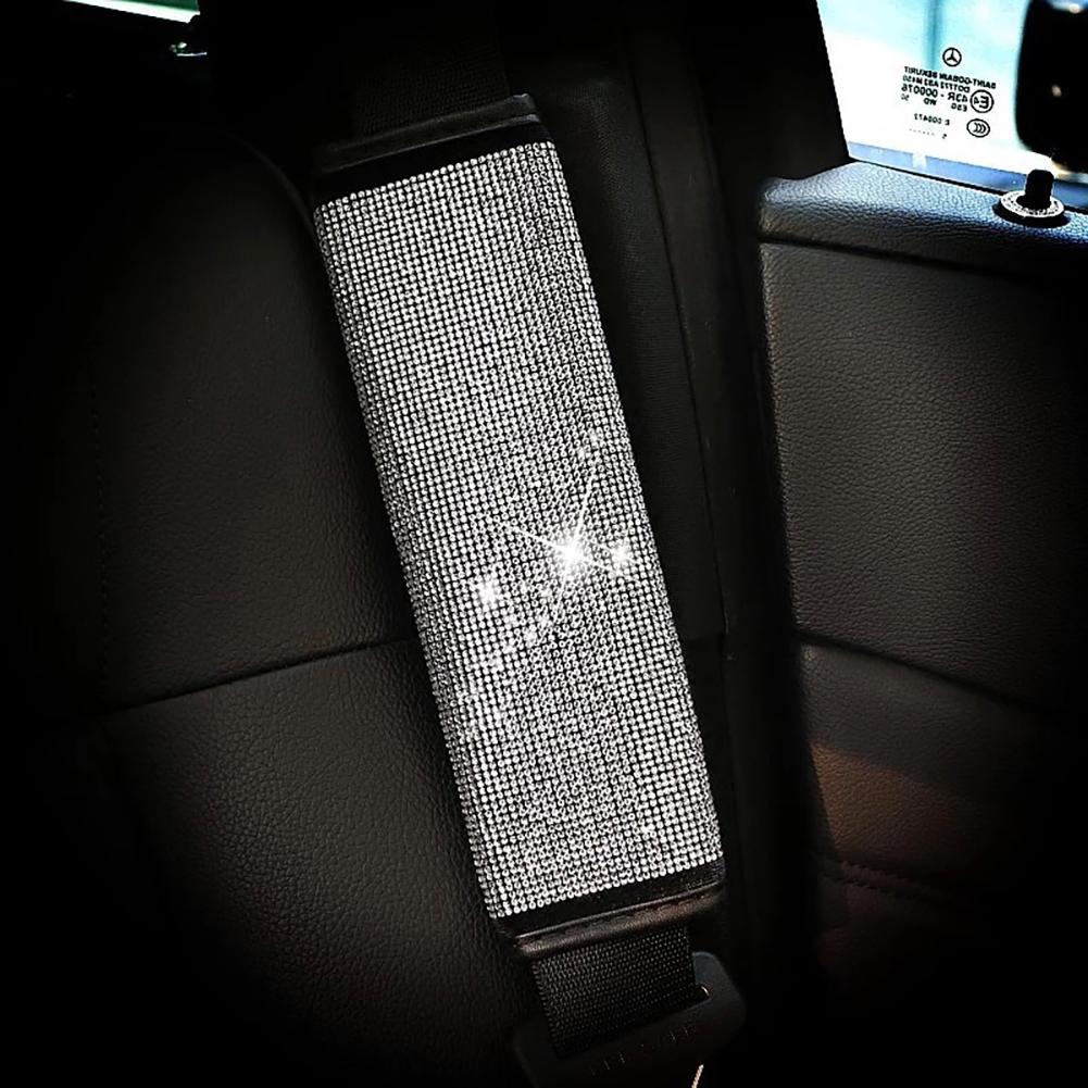 Crystal Car Gear Shift Collar Cover Hand Brake Cover Car Seat Safety Belt Cover Bling Rhinestones Auto Interior Accessories 1PC