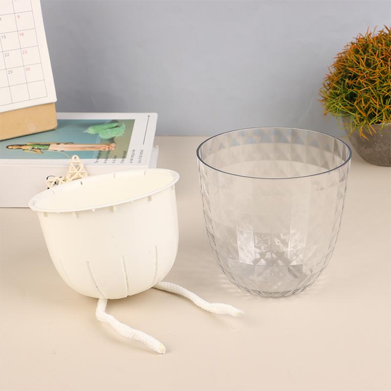 Selbstbewässernder Blumentopf, automatischer Wasserabsorbierender Blumentopf, transparenter doppelschichtiger dekorativer Topf aus Kunststoff für Sukkulenten