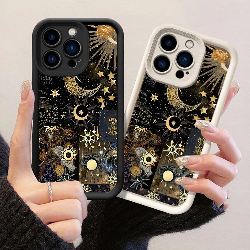 JT502 Spazio Sole Luna e Stelle per iPhone 17 16 15 14 13 12 Pro Max Samsung S26 S25 Ultra A17 A07 A56 A16 A06 A05 Xiaomi 15T Redmi 15c 14C Custodia Morbida