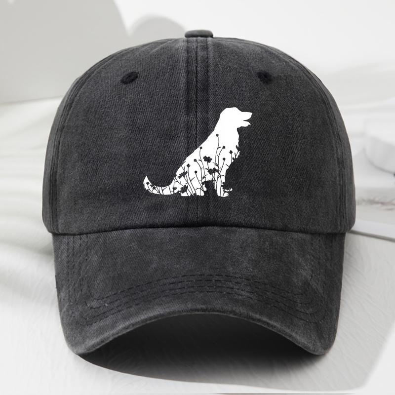 Retro Dog Baseball Cap Adjustable Outdoor Casual Hat чёрный