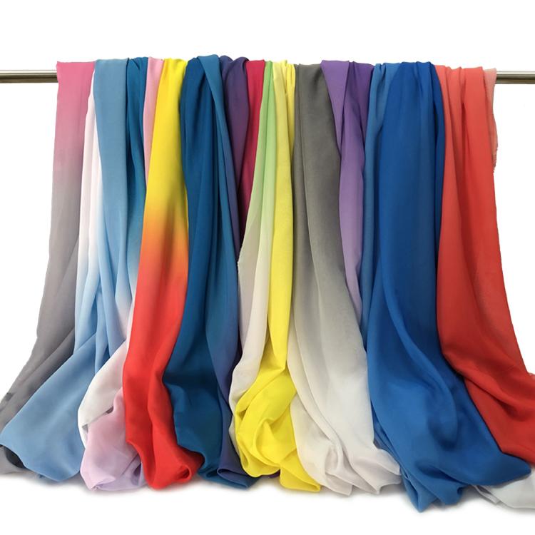 Gradient Chiffon Fabric By The Meter For Clothes Skirts Dresses Sewing Black White Blue Summer Cloth Thin Drape Transition Color