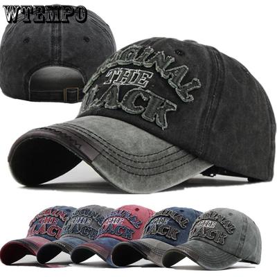 WTEMPO Retro Cotton Blend Baseball Caps Snapback Hats Couple Casual 3D BLACK Letter Embroidery Caps Streetwear Cool Hats