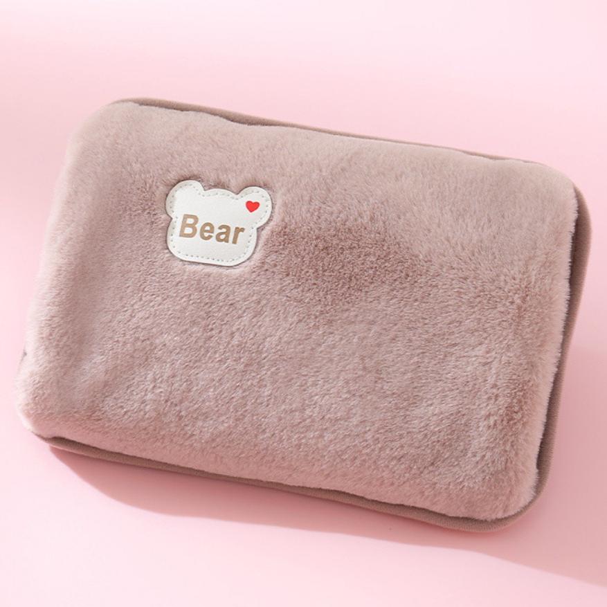 Electric Hot Water Bag 500W Fast Heating Plush Cover EU Plug Auto Shut Off Portable Warmer for Winter Hands Bed Warm