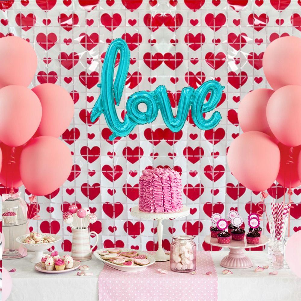 Hanging Valentine's Day Party Backdrop Foldable Streamers Curtains  Valentines Day