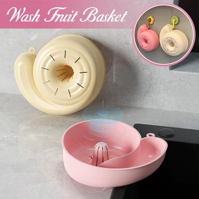 2-in-1 Schneckenform Abfluss Automatische Reinigungskorb Obstteller Filter Haushalt Lebensmittelqualität Obstwaschen Küchenzubehör