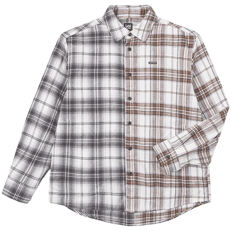 Lee Unisex Black-Brown Plaid Long-Sleeve Shirt XL