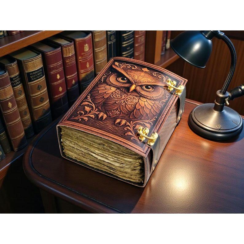 Owl Leather Grimoire | Witchcraft Spell Book, Handmade