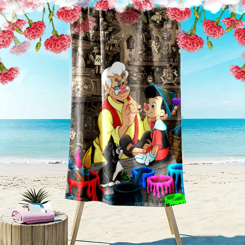 Pinocchio Legacy Print Beach Towel, Large Soft Quick Dry Towel for Beach Camping Swimming