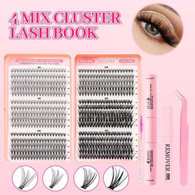 Natuurlijk Uitziende Individuele Wimperextensions Doe-het-zelf Kit Met Hitte-Geactiveerde Lijmclusters Wimperverfraaiing