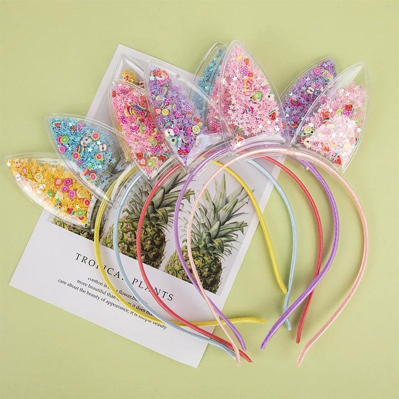 1PCS Cute Glitter Cat Ear Hair Bands for Girls Crown Colorful GirlsParty Headwear Kids Fashion Hair Accessories  FDr09