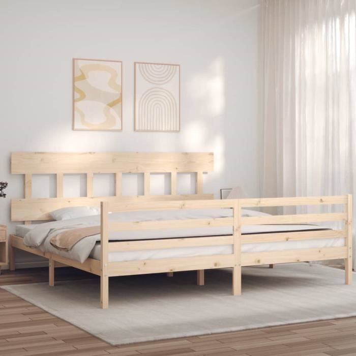 VidaXL Cadre de lit avec tête de lit 200x200 cm bois massif 3195176