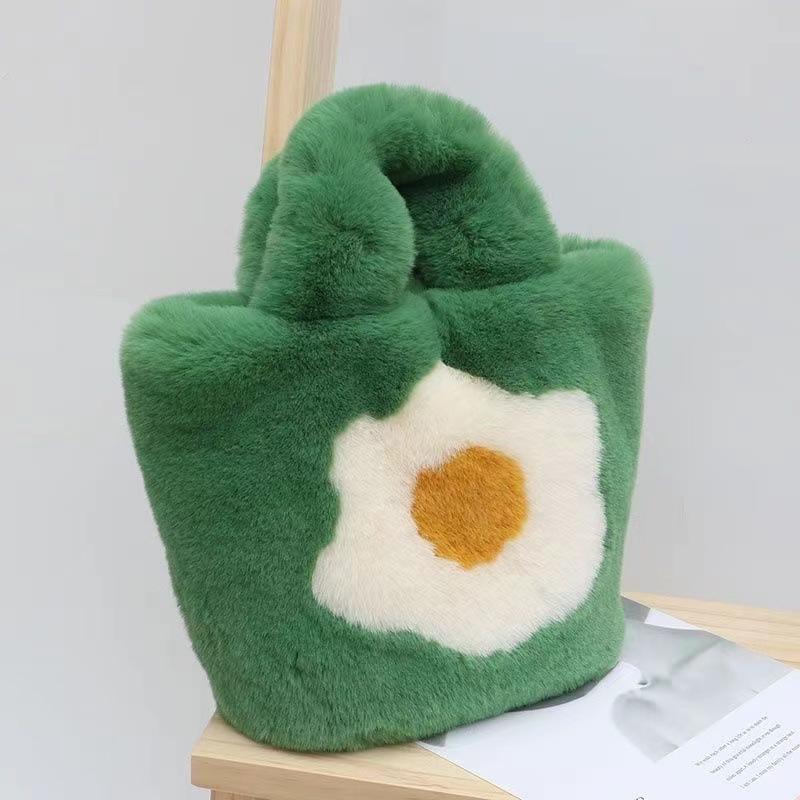 Autumn new tote bag plush bag poached egg fried egg sunflower handbag messenger bag shoulder bag