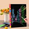 20 Peças 16/32K Papel para Pintura Riscada Preto com Palito de Bambu Papel de Desenho Arco-Íris Mágico Grafite DIY Kit de Pintura Artística Criativa