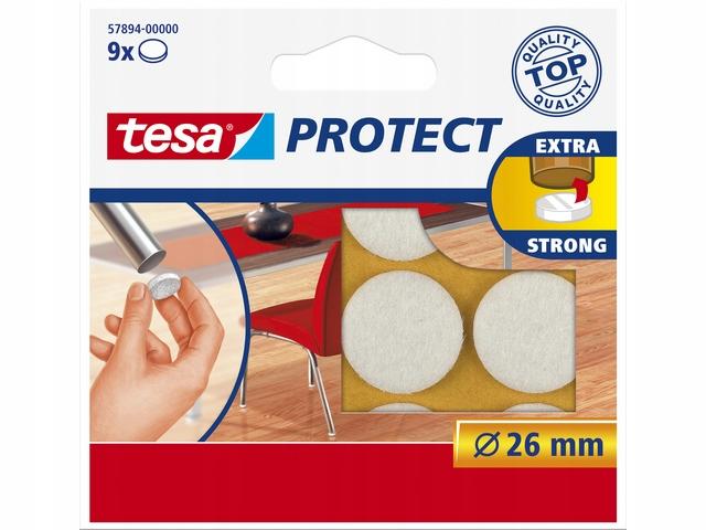 Tesa Podkładki Filcowe Samoprzylepne Pod Meble Krzesła Białe 26Mm 9Szt