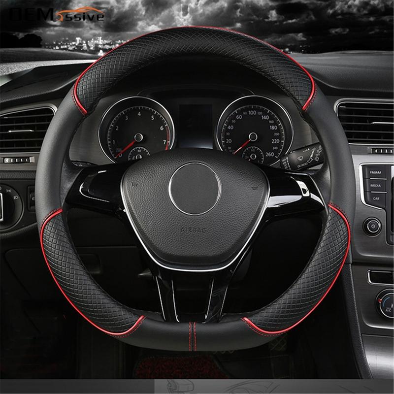 

15 Inch D Shape Flat Bottom Pu Leather Car Steering Wheel Cover Anti-slip For Hyundai ioniq 2016 2017 2018
