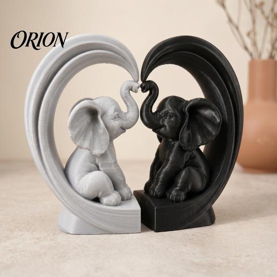 Decorative Figures for Entryway Table 2Pcs 3D Printed Baby Elephant Ornaments, Romantic Heart Shaped Figurines, Modern Handmade Look Home Accents