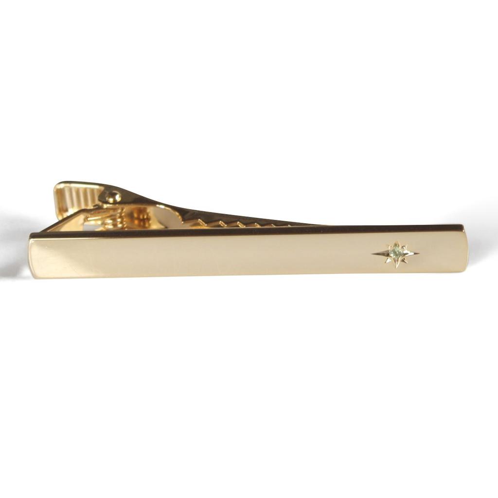 Kamakura Cufflinks Workshop August Birthstone Gold Peridot Tie Clip (Tie Bar)