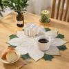 Christmas Table Placemats for Dining Floral Leaf Placemat Table, Decorative Polyester Fabric Round Mats Home with Festive Leaves Design Party