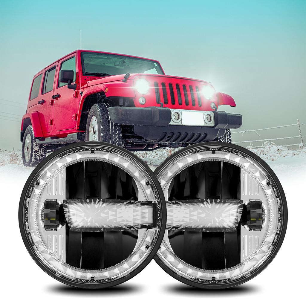 7 Zoll Auto LED Scheinwerfer mit Weißem Fern- und Abblendlicht DRL Gelbem Blinkerlicht 6000K 3000K