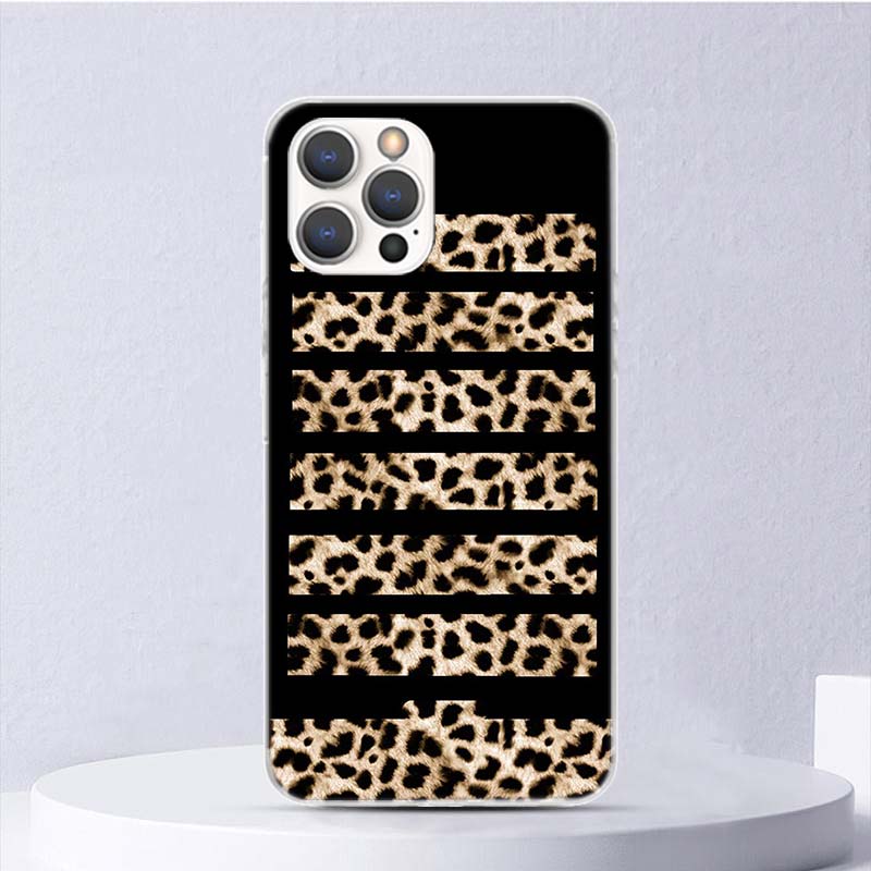 

Мягкий чехол с леопардовым принтом для iPhone 11 12 13 Mini 14 Pro Max Apple, чехол для телефона X XS XR SE 7 Plus 8 + 6 6S 5S Funda Coque iPhone 7 Plus