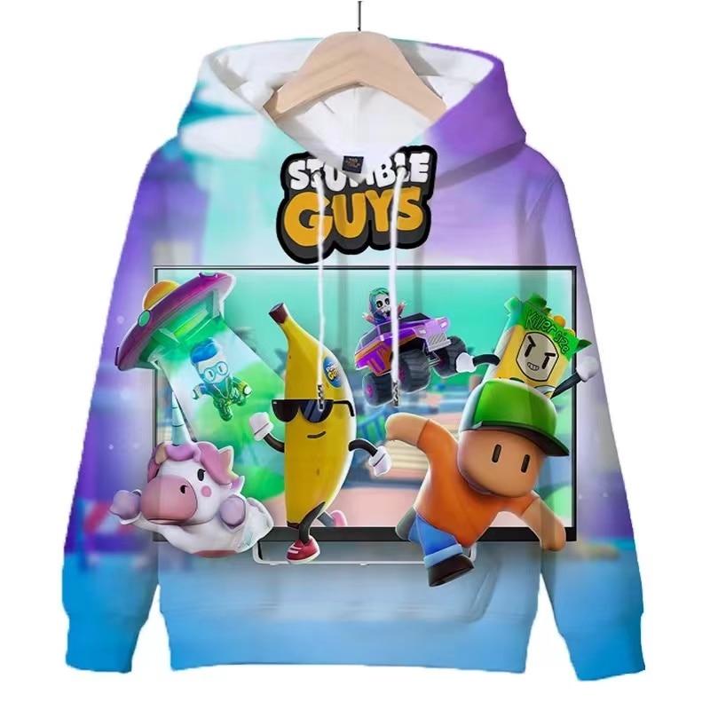 Game Stumble Guys Print Hoodies Kids Autumn Cartoon Pullovers Tops Cute Children Sweatshirts Casual Sportwear Boys Girls Hoodie