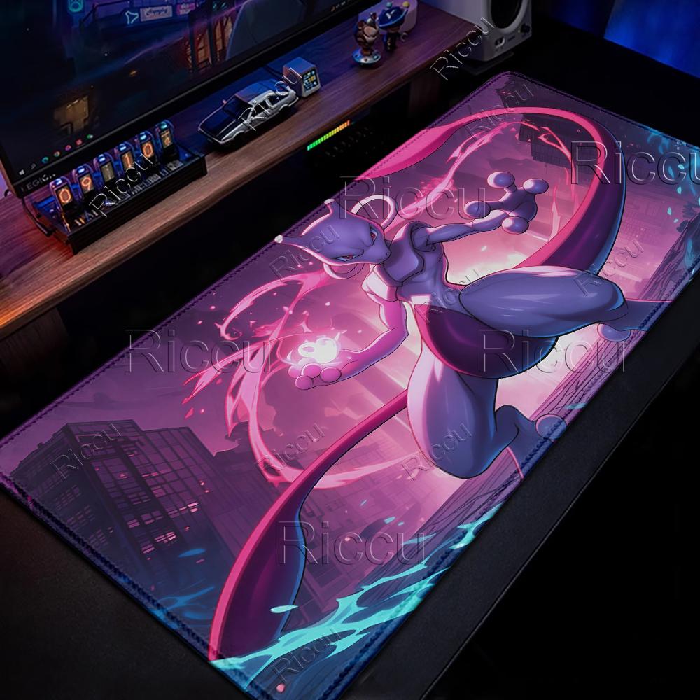 Pokemon Mewtwo Cool DeskMat PC Large MousePad Desk Accessories Gaming Keyboard Mouse Pad Stitch Edge Rubber Base Extended Carpet