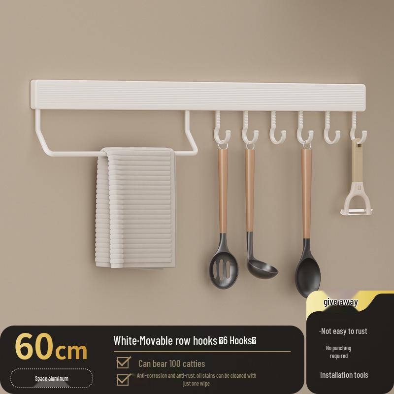 Multi-Functional Wall-Mounted Kitchen Hook Rack for Utensil Storage