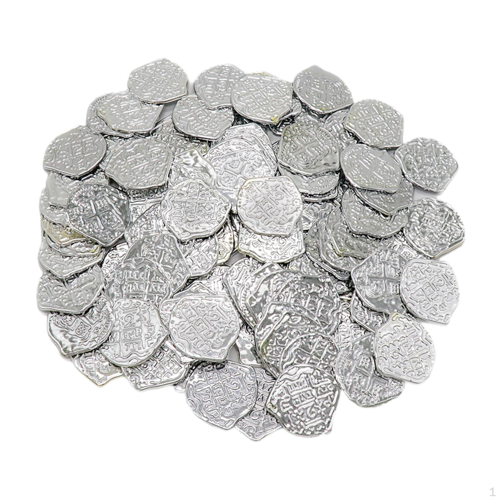 

100x Пиратских монет Новинка для мальчиков и девочек Игровые аксессуары Золотые дублоны argent