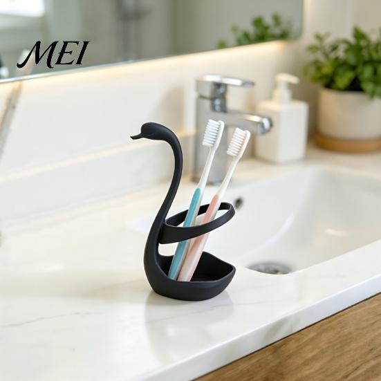 Elegant Swan Design Holder 3D Printed Storage Rack with Ventilation And Draining Base, Compact Multi-use Organizer Multi-Purpose Toothbrush