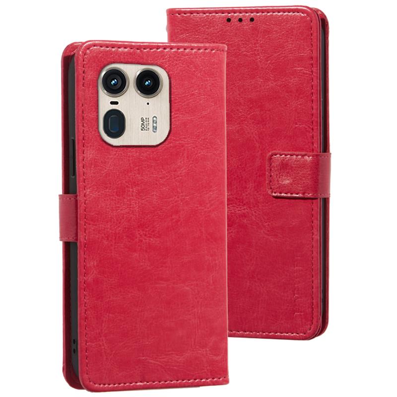 

For Motorola Edge 50 Ultra 5G/Moto X50 Ultra 5G Case Wallet PU Leather Folio Flip Phone Cover Rose
