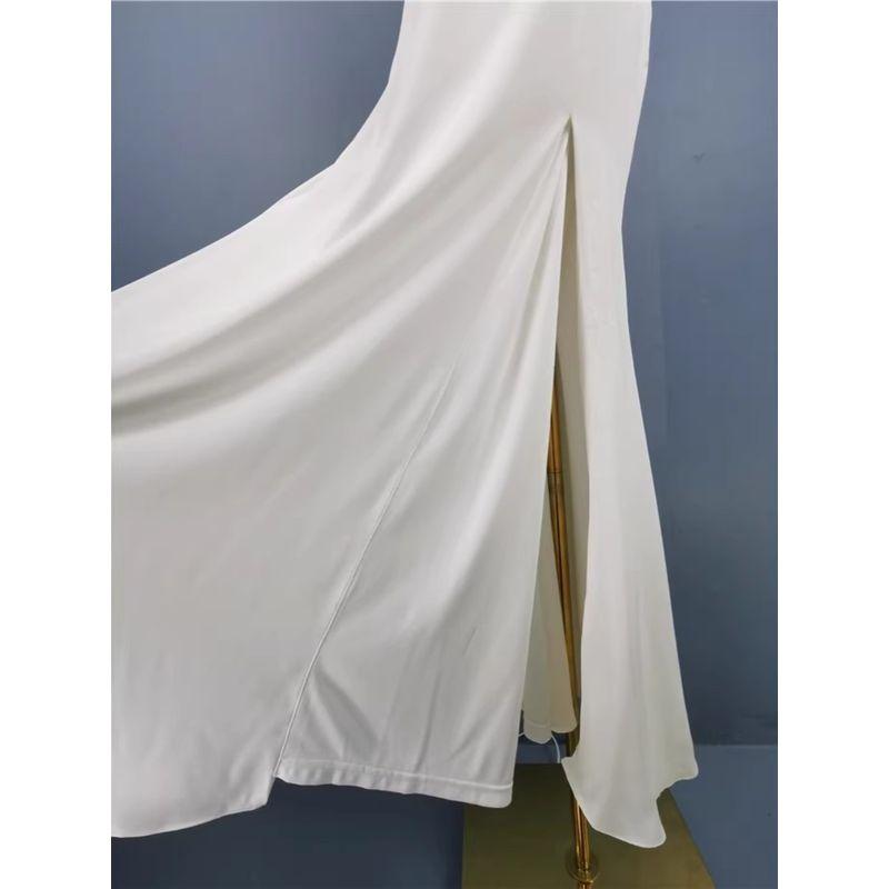 Export Single Export Go-Getter Girl Style Lu's Open Back Sexy Slit Long Leg Dress Fairy White Dress Long Dress