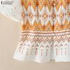 ZANZEA Women Casual Round Neck Short Sleeve Print Blouse