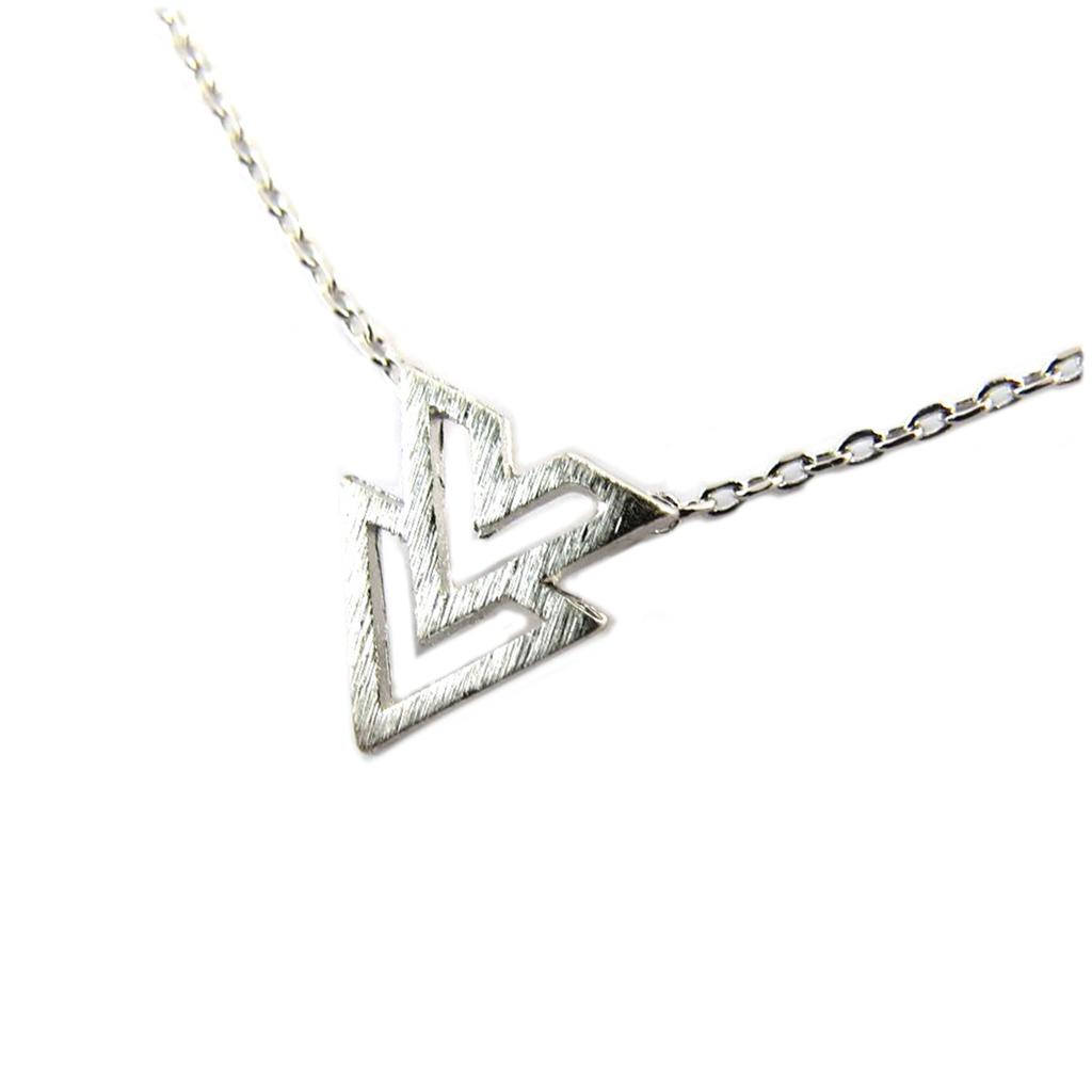 7bis [Q1503] - Collier artisanal 'Boho' (frèches) argenté - 10x9 mm